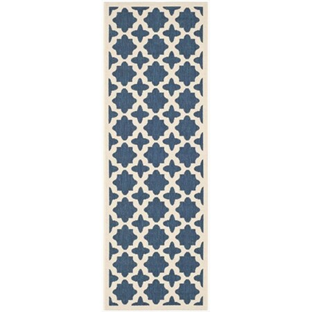 Safavieh 2 Ft. -7 In. X 5 Ft. Runner Indoor-Outdoor Courtyard- Navy And Beige- Machine Made Rug CY6913-268-3